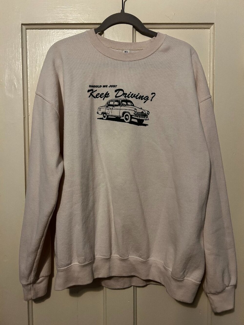 Custom "Should We Just Keep Driving?" Tan Crewneck Sweatshirt – Harry Styles Ins